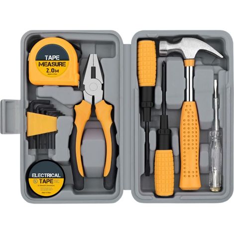 TAISHENGDA-Ensemble complet de 13 outils ménagers multifonctionnels jaunes Ensemble complet d'outils de quincaillerie Gamme complète d'outils manuels de rénovation Ensemble combiné complet (1/5)