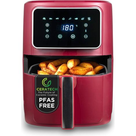 Friteuse à air 1800W 6.9L - 8 programmes de cuisson - Minuterie jusqu'à 30 min - Contrôle de la température 80-200°C - Finition mate - Avec panier grill (1/5)