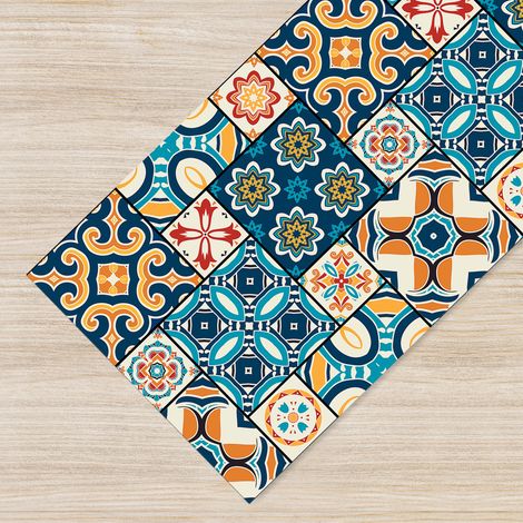 Tappeto da cucina antiscivolo, antimacchia passatoia multiuso 50x100 - Mattonella Multicolor