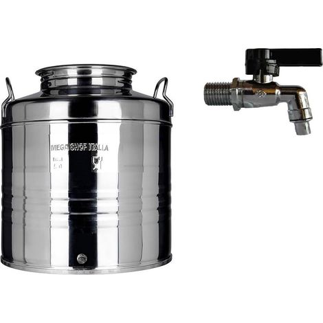CONTENITORE BIDONE FUSTO PER OLIO IN ACCIAIO INOX 15 30 50 LITRI MADE IN ITALY 15 LT (1/4)