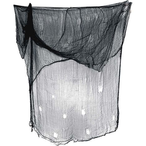 Schwarze Halloween-Tischdecke mit Spinnennetz-Motiv, 200 x 500 cm (1/2)