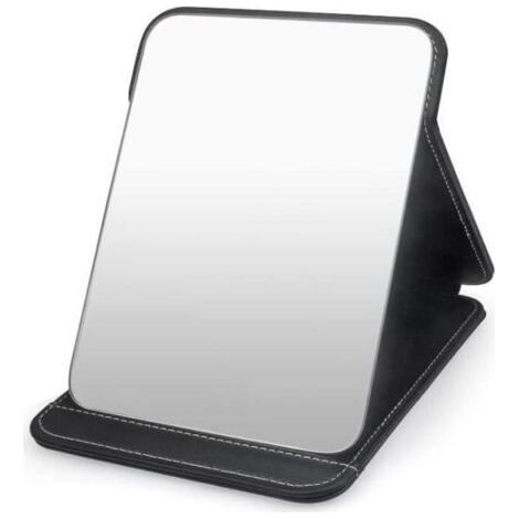 Miroir de Maquillage - Portable - Bureau en Cuir Pliant - Noir - 20.515.5 cm