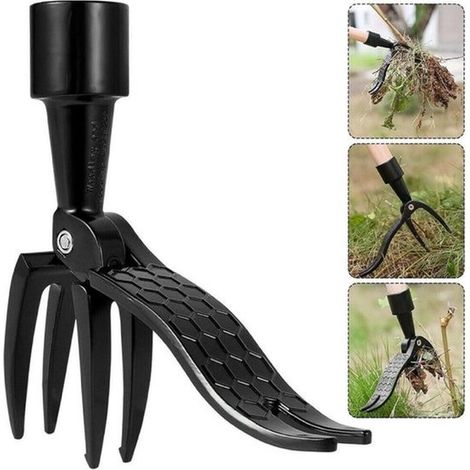 Unkrautstecher Unkrautentfernung Stehender Unkrautstecher mit 4 Krallen Einzelkopf Unkrautmesser Unkrautentferner Stehendes Gartengerät für Schwarz (1/5)