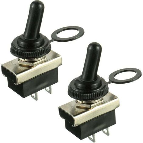 KN3(D)-101 Interrupteur à bascule marche/arrêt 12V 25A 2 positions 2 broches étanche avec couvercle en caoutchouc (2 pièces) (1/4)