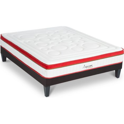 Ensemble Matelas SUPREME Mémoire et sommier tissu - 24 cm d'épaisseur - Accueil ferme, soutien ferme (1/5)