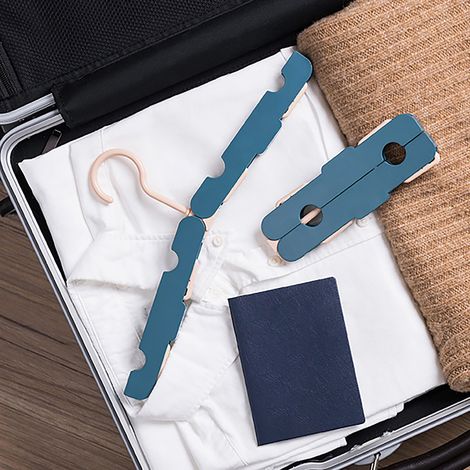 Faltbarer, multifunktionaler Reisekleiderbügel mit rutschfestem Clip, ideal für Zuhause, Reisen, Studentenwohnheime und zum Trocknen von Socken. Grau und weiß. (1/5)
