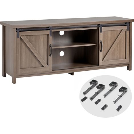 5FT/1.5M Mini Binario per Porta Scorrevole Doppie, Kit Hardware Kit Porta Fienile Scorrevole pour Meuble TV, Doppia Porta, Petite Armoire