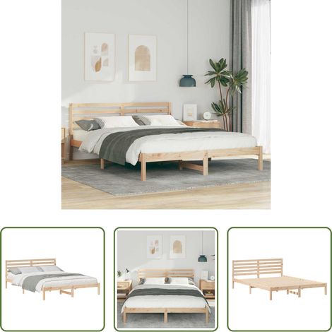 Lit en bois - Cadre de lit avec tête de lit Marron 160 x 220 cm Pin massif (1/5)