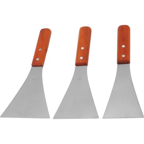 Spatule à griller, spatule plate, acier inoxydable, prise en main confortable, manche en bois, résistante à la chaleur, facile à nettoyer, accessoire de cuisine durable pour le barbecue, spatule trian (1/5)