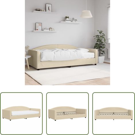 Canapé-lit - Lit de jour avec matelas crème 100x200 cm tissu (1/5)