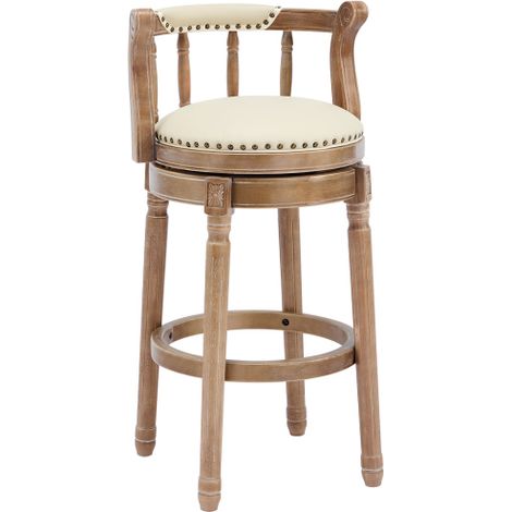 Tabourets de bar en bois massif et cuir véritable — Tabourets pivotants à 360° avec dossier Disponibles en hauteur standard pour bar ou hauteur comptoir Adaptés aux cuisines, aux espaces repas et au (1/4)