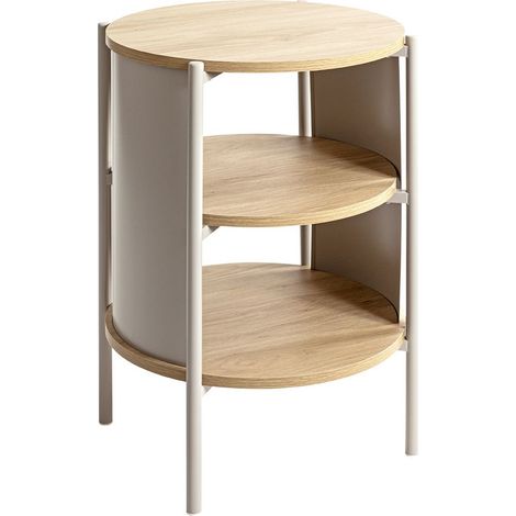 Table de Chevet Avec Étagères "Morphee" 60cm Gris & Naturel (1/4)