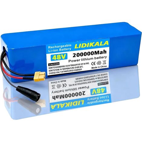 Batería de iones de litio, capacidad de 200 Ah, compatible con bicicletas eléctricas, XT60-DC, 48 V-a (1/2)