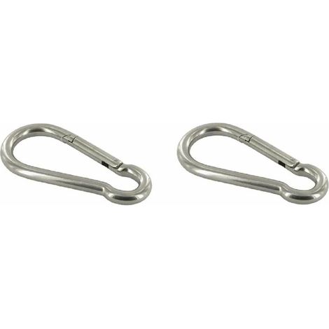 2x Mousqueton acier inoxydable Chaîne Corde Attache rapide Clip Suspendre Inox, 6 x 60mm (1/2)