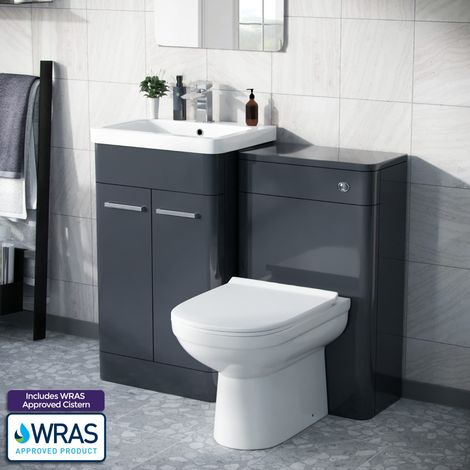 Afern 500mm Vanity Basin Unit, WC Unit & Elso Back to Wall Toilet Anthracite (1/5)