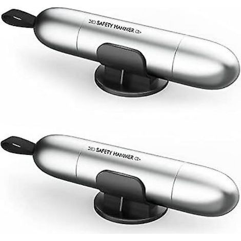 Lot de 2 marteaux de sécurité multifonctionnels, brise-vitre, marteau d'urgence pour voiture, argent-AquaForge (1/4)