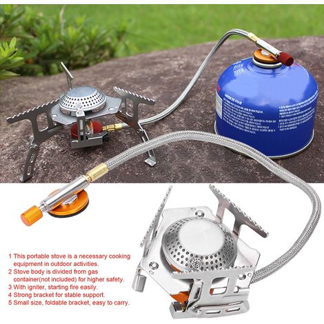 Réchaud à gaz portable 3500 W pour pique-nique, camping et randonnée, mini réchaud en métal pliable (1/5)