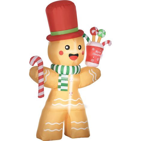 Bonhomme gonflable pain d'épices, LED, étanche, lumières, multicolore, décoration Noël, compresseur inclus souffleur, 2,35 m (1/5)