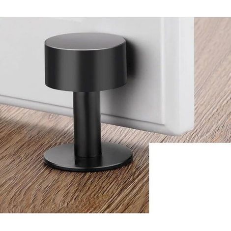 Butée de porte murale - - Caoutchouc insonorisant - Noir - 45×100 mm - Acier inoxydable 304 (1/3)