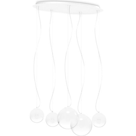 Ideal Lux MAPA CLEAR Plafonnier suspendu à 5 lampes en opale