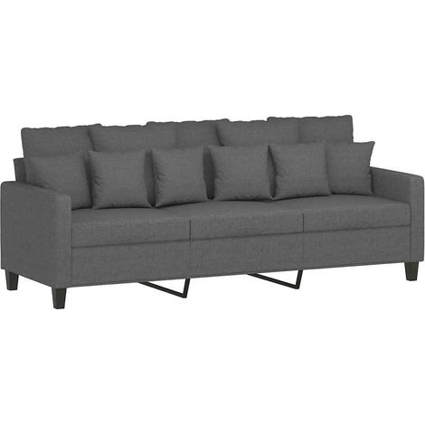 Canapé Sofa à 3 places Gris foncé 180 cm Tissu (1/5)