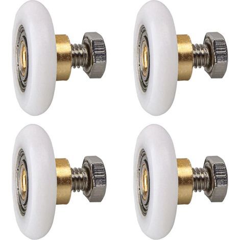 BUNTHAUS Rouleau de porte de douche 25mm, Rouleau Roulette Roue pour Porte de Douche Roulettes Coulissantes Porte Roue de Remplacement pour Rouleau 4 pièces (25MM) (1/5)