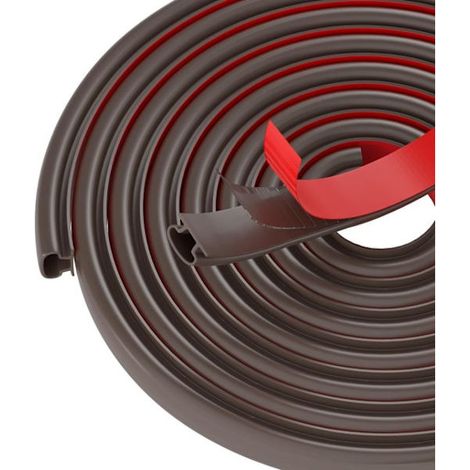 Striscia antivento - Marrone - Guarnizione in gomma a forma di D per porte e finestre - Striscia fonoassorbente autoadesiva - 6 metri - Per aperture da 3 a 6 mm (1/5)