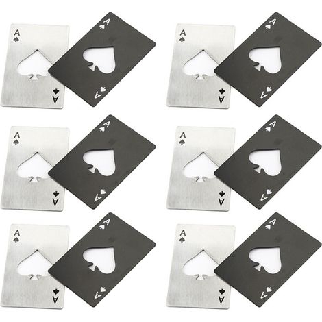 12-teiliges Set aus Edelstahl-Flaschenöffnern in Pokerform, tragbar, für den Heimgebrauch (1/5)
