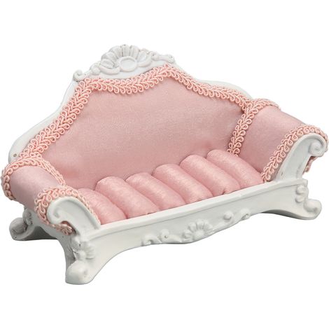 Présentoir à bagues en forme de canapé, en résine artisanale, pour bagues de fiançailles en magasin. (1/5)