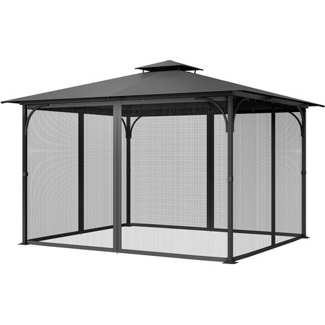 VEVOR Moustiquaire Tonnelle de 304,8x396,2x207,3 cm, Moustiquaire Gazebo Exterieur, avec Double Fermeture Eclair, Rideau de Tonnelle en Maille Anti-moucherons pour Jardin, Patio, Filet Uniquement