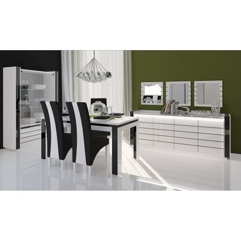 Esszimmer LINA Buffet + Vitrine + Tisch 160cm + 3 Spiegel (1/4)
