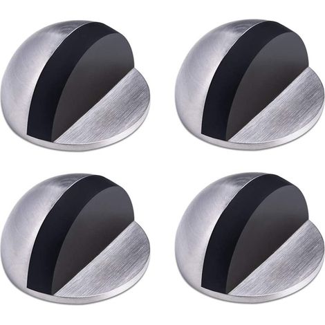 Tinor – Fermaporta in acciaio inox e gomma – Fermaporta adesivo da pavimento – Set da 4 per porte interne e da ufficio (1/5)
