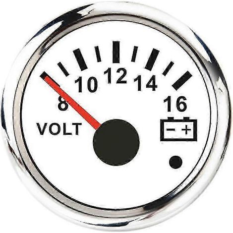 Voltmètre marin 52 mm 8-16 V CC pour bateaux et yachts, affichage blanc (1/4)