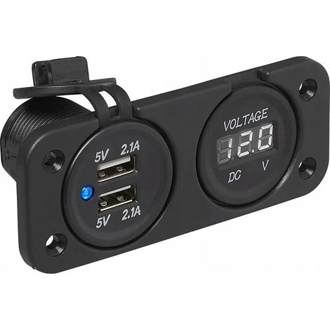 Voltímetro proplus voltmeter 6-30v 2x2100mA USB dual (1/3)