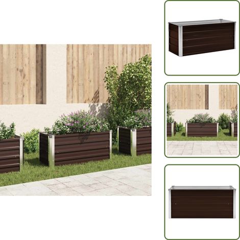 The Living Store Letto Rialzato Giardino Marrone 100x40x45 cm in Acciaio Zincato - Letto in acciaio zincato