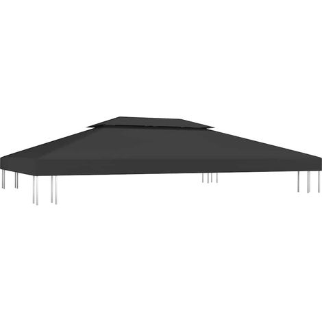 Toile de toit de belvédère 2 niveaux 310 g/m² 4x3 m Noir (1/5)
