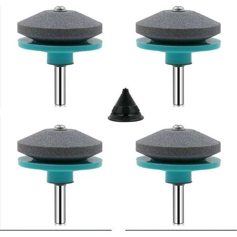 Aiguiseur Universel pour Lames de Tondeuse 4 Pièces avec Kit d'Équilibrage Vert et Bleu (1/4)