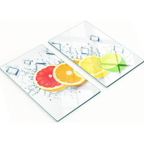 Elegantes y resistentes pizarras de vidrio con estampado de cítricos, 2x30x52 cm. (1/5)