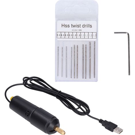 Kit perceuse mini USB noir pour perçage jade, résine époxy, cristal et perles (sans prise standard US). (1/5)