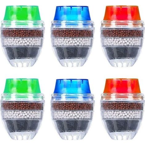 Filtre Charbon Actif pour Robinet 6 Pices Purificateur dEau Filtration Anti-Calcaire couleurs multiples Largeight (1/4)