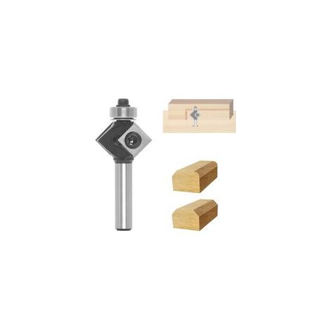 Fraise à plan,Fraise à chanfreiner à plaques réversibles, lame interchangeable sur 4 côtés, tige 8 mm, diamètre 27 mm,angle 45°, avec roulement à billes, pour bois, fraise à aplatie, fraise