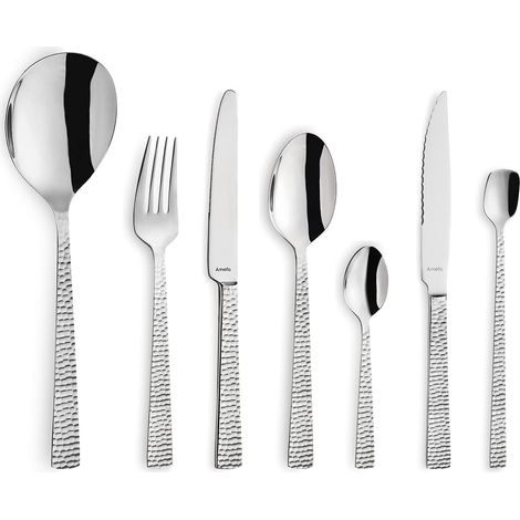 Amefa Set di posate Felicity, 42 pezzi, lucidate a specchio, martellate, lavabili in lavastoviglie (1/4)