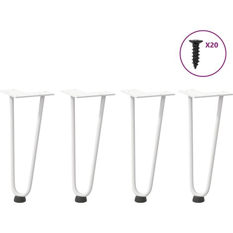 Haarnadelbeine für Couchtisch 4 Stk. Weiß 30 cm Massivstahl