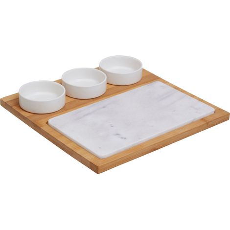 Premier Housewares Kindia 5Pc White Marble And Ceramic Serving Board (1/5)