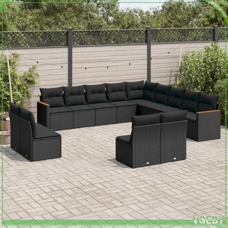 Salon de jardin - FAF7291712422713 - Résine tressée noire - Ensemble modulable 13 pcs - Rangements étanches (1/3)