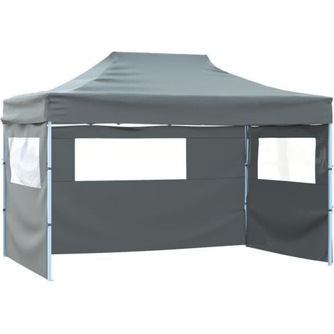 Tente pliante à trois côtés, dimensions : 431 x 291 x 315 cm, gris anthracite. (1/5)