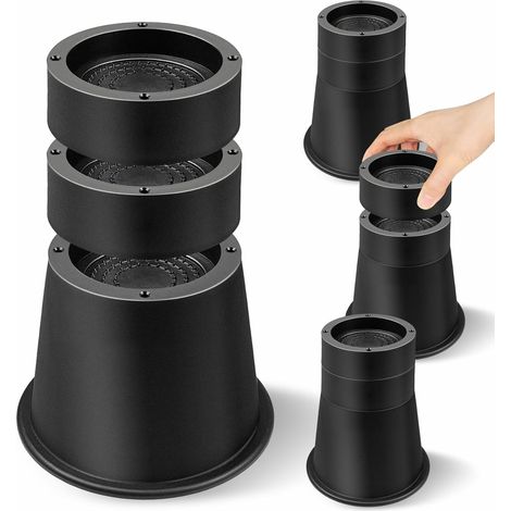 Lot de 4 Rehausseurs de lit, Empilables, Plastique ABS, Antidérapant, Pour bureaux canapés tables (1/5)
