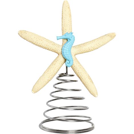 Ornement De Cheval Marin En Résine - Base À Ressort En Fer - Décoration Pour Sommet D'Arbre - Design Vie Marine - 1 Pièce (1/5)