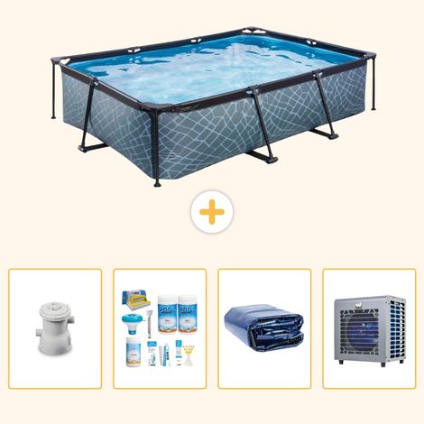 Exit-toys Piscine Exit Rectangulaire - Effet Pierre - 300x200x65 cm - 5-pièces S302 (1/5)