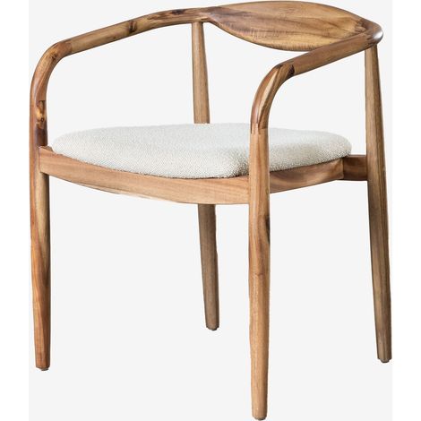 Confezione da 2 sedie da pranzo in legno di acacia e tessuto bouclé Mallory SKLUM (1/5)